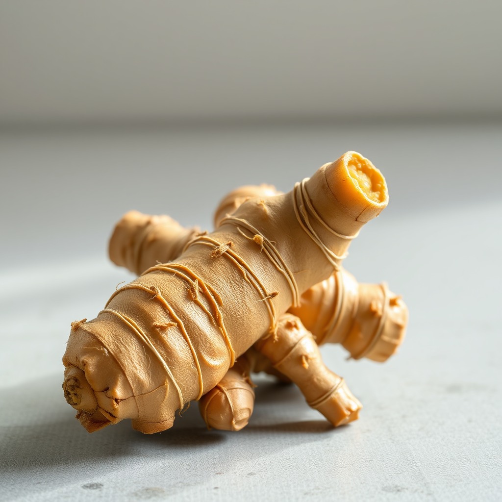 fresh ginger root, natural light, realistic texture