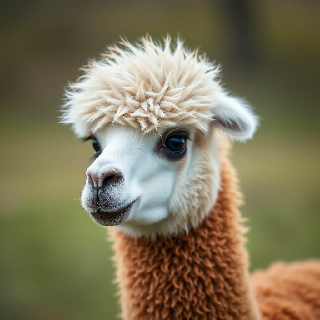 cute alpaca, cinematic depth of field, clean background