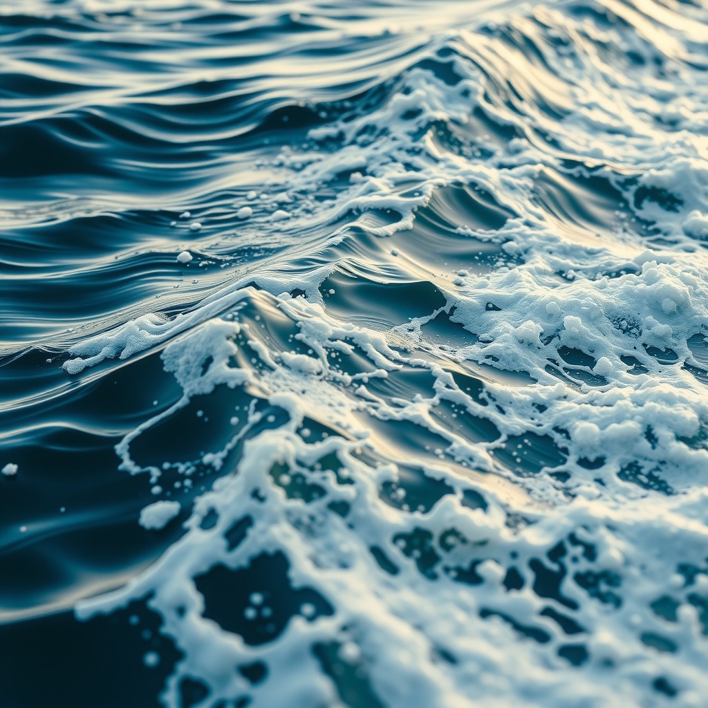 Photo-realistic editorial photography, realistic scene representing gentle waves
