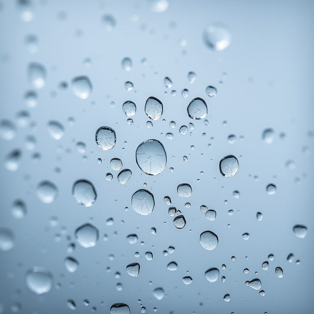 macro shot of water droplets on glass, extreme detail, abstract composition