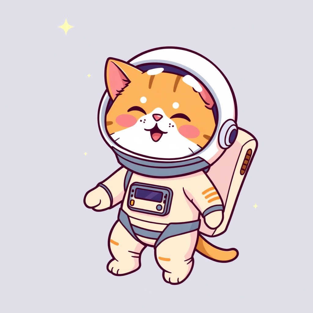 cute kawaii cat astronaut, colorful style, clean illustration, high quality