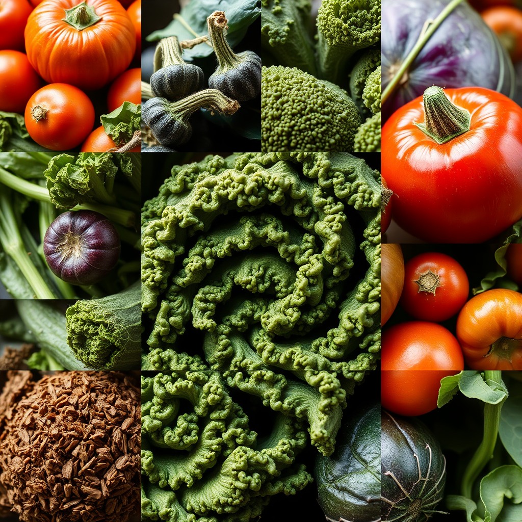 vegetable macro collage, ultra detailed textures
