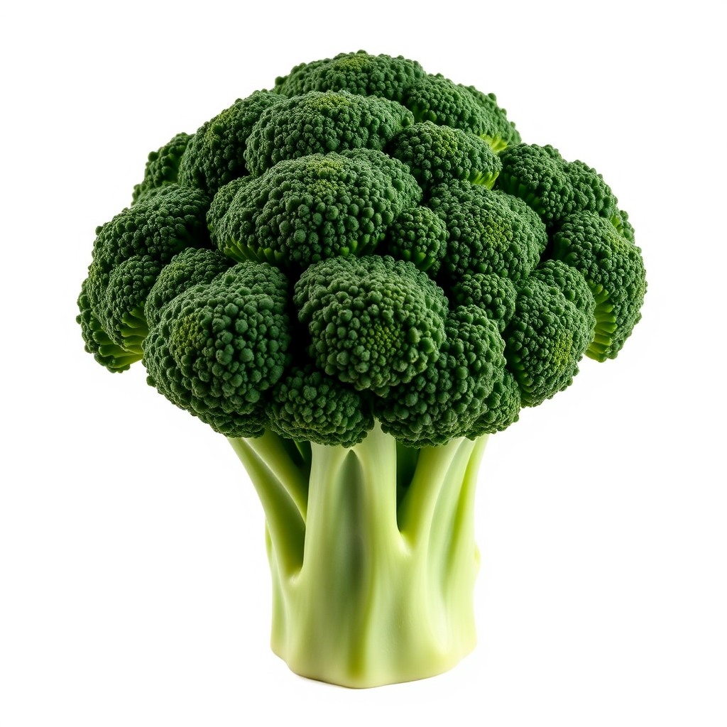 fresh broccoli crown, ultra realistic texture, clean background