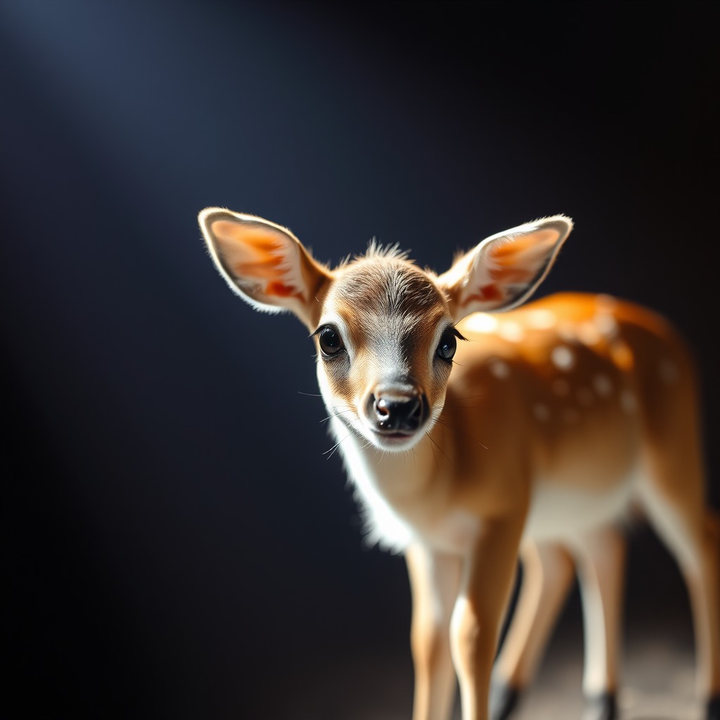 tiny deer, studio lighting, cinematic cute look