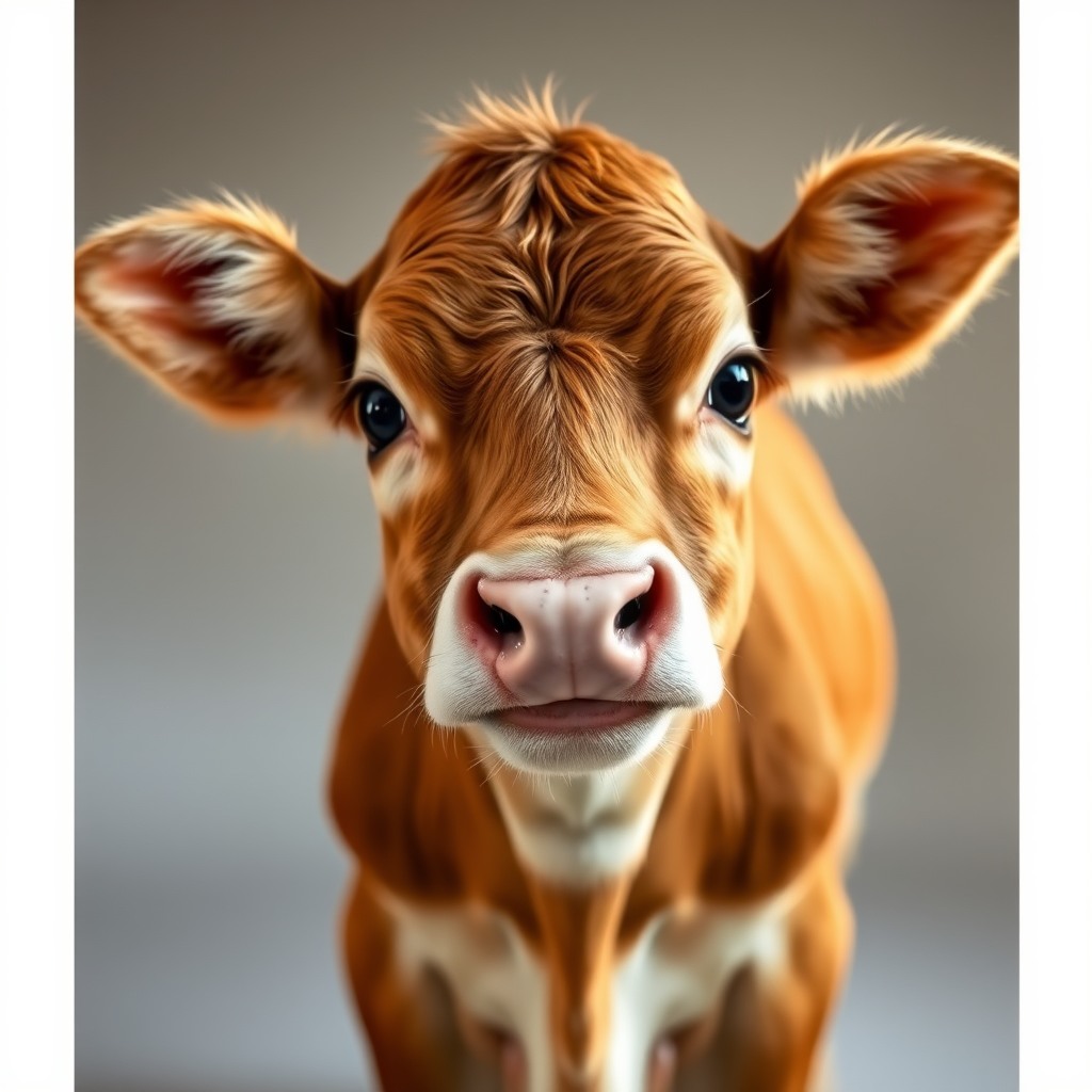 adorable calf, studio lighting, big sparkling eyes