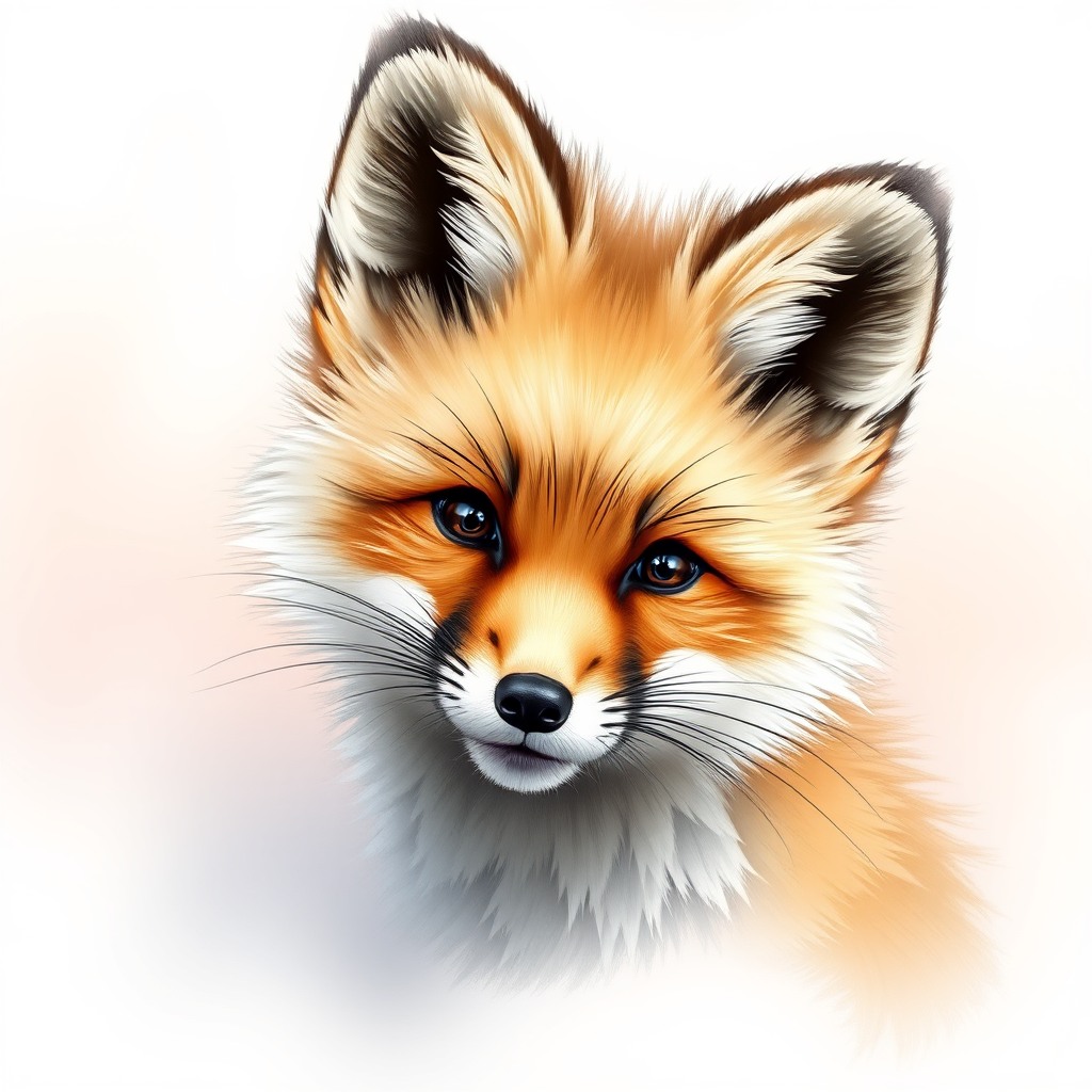 baby fox, soft pastel background, ultra detailed fur