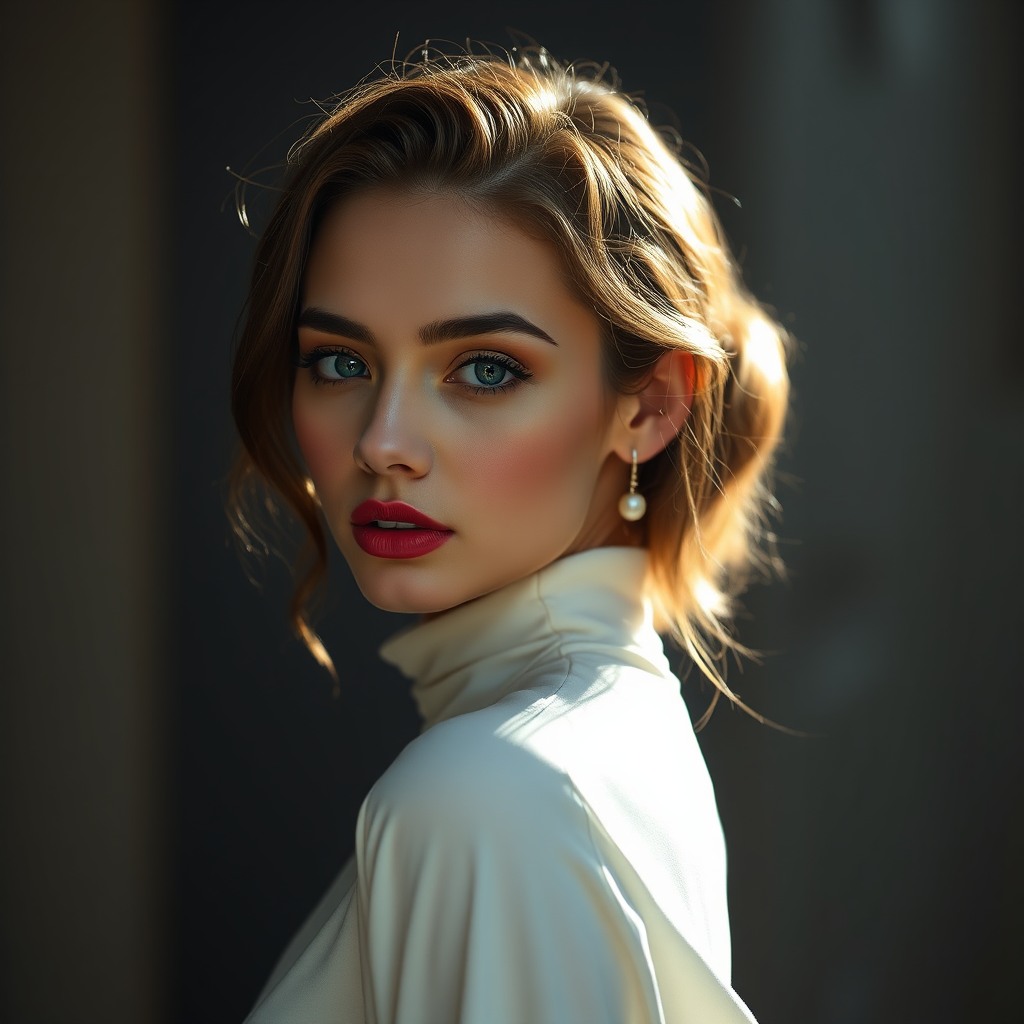 woman, high fashion editorial, cinematic lighting