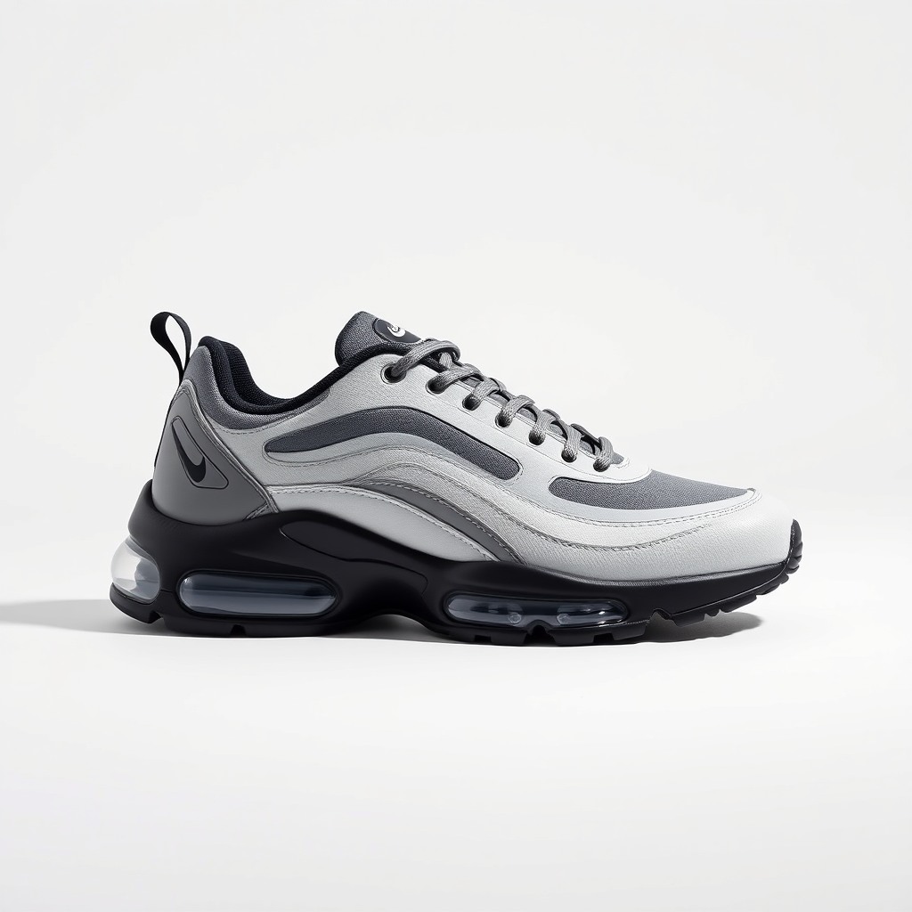 minimalist product shot of sneakers, white background, soft shadow, commercial photography