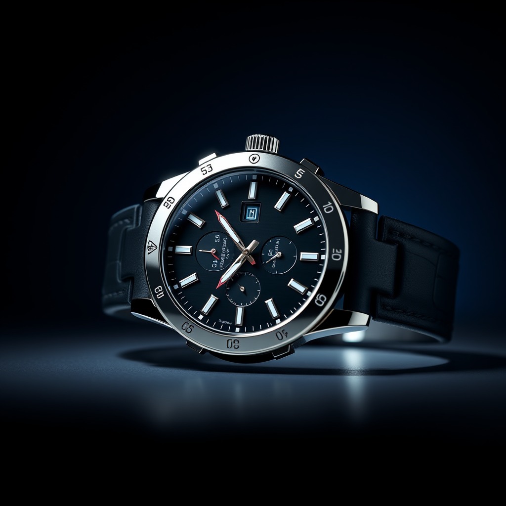 realistic product photography of a luxury watch, studio lighting, sharp focus, premium look