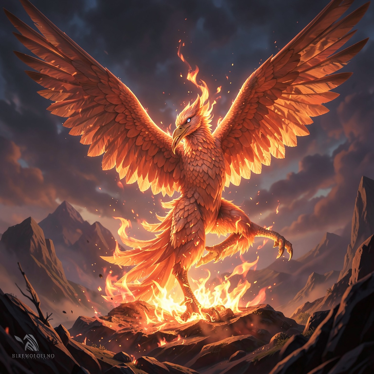 fantasy phoenix rising from flames