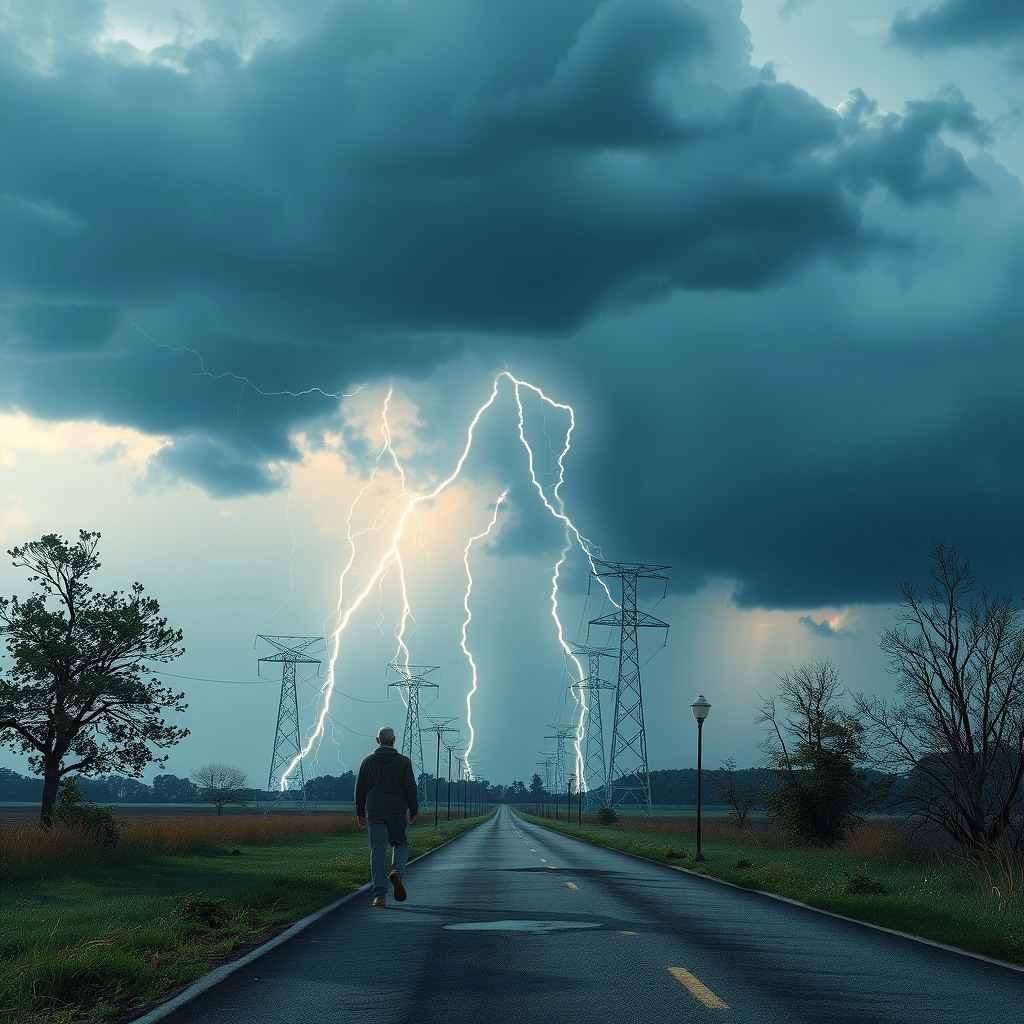 Photo-realistic editorial photography, realistic scene representing approaching storm