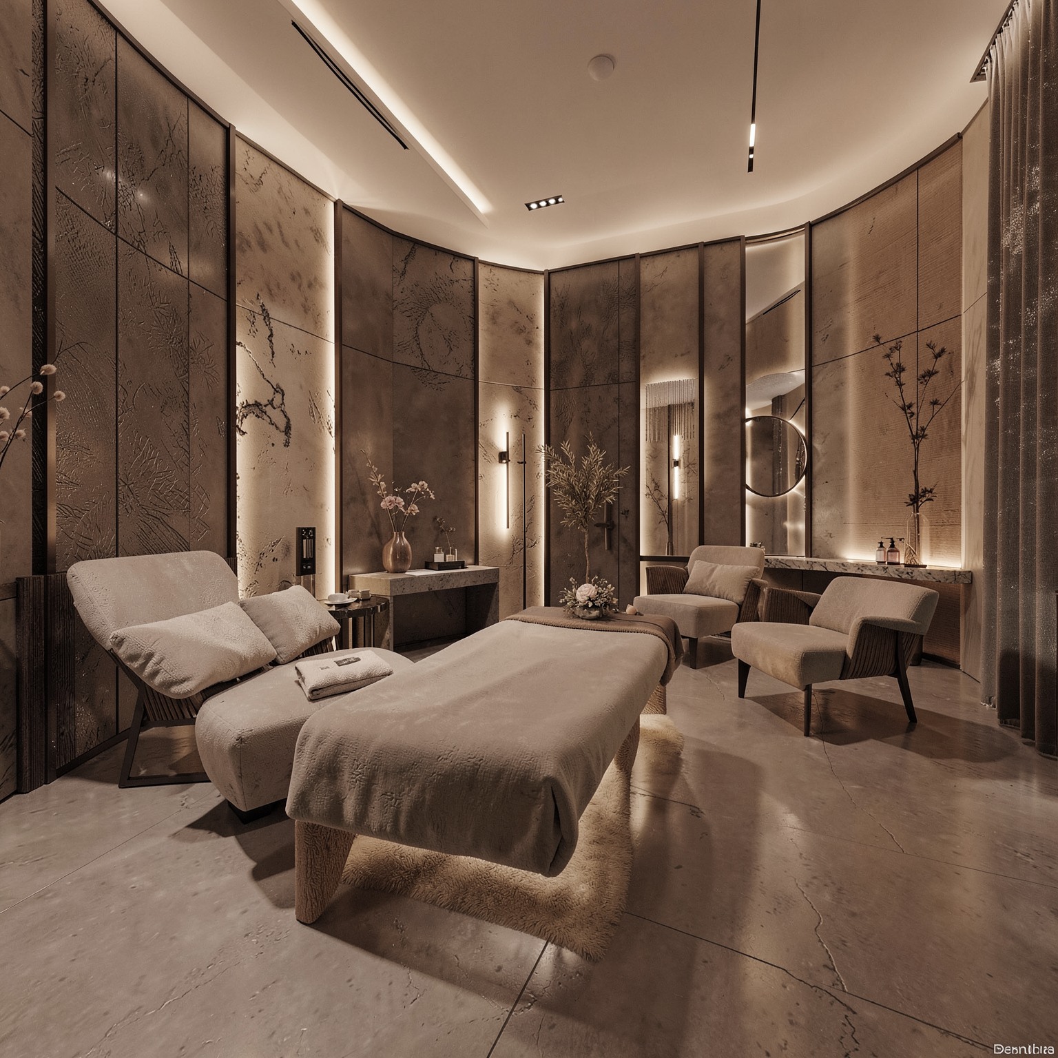 luxury spa interior with ambient lighting