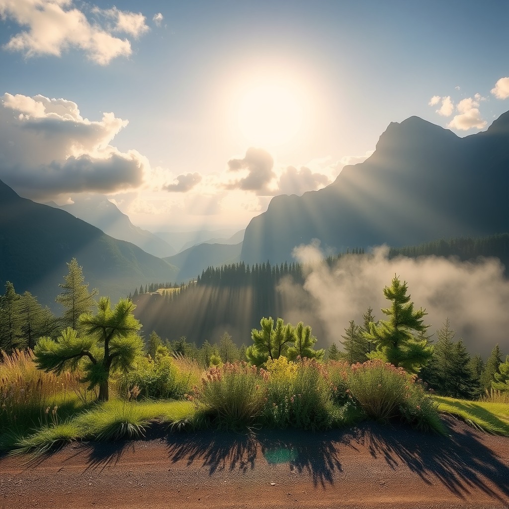 Photo-realistic editorial photography, realistic scene representing peaceful nature