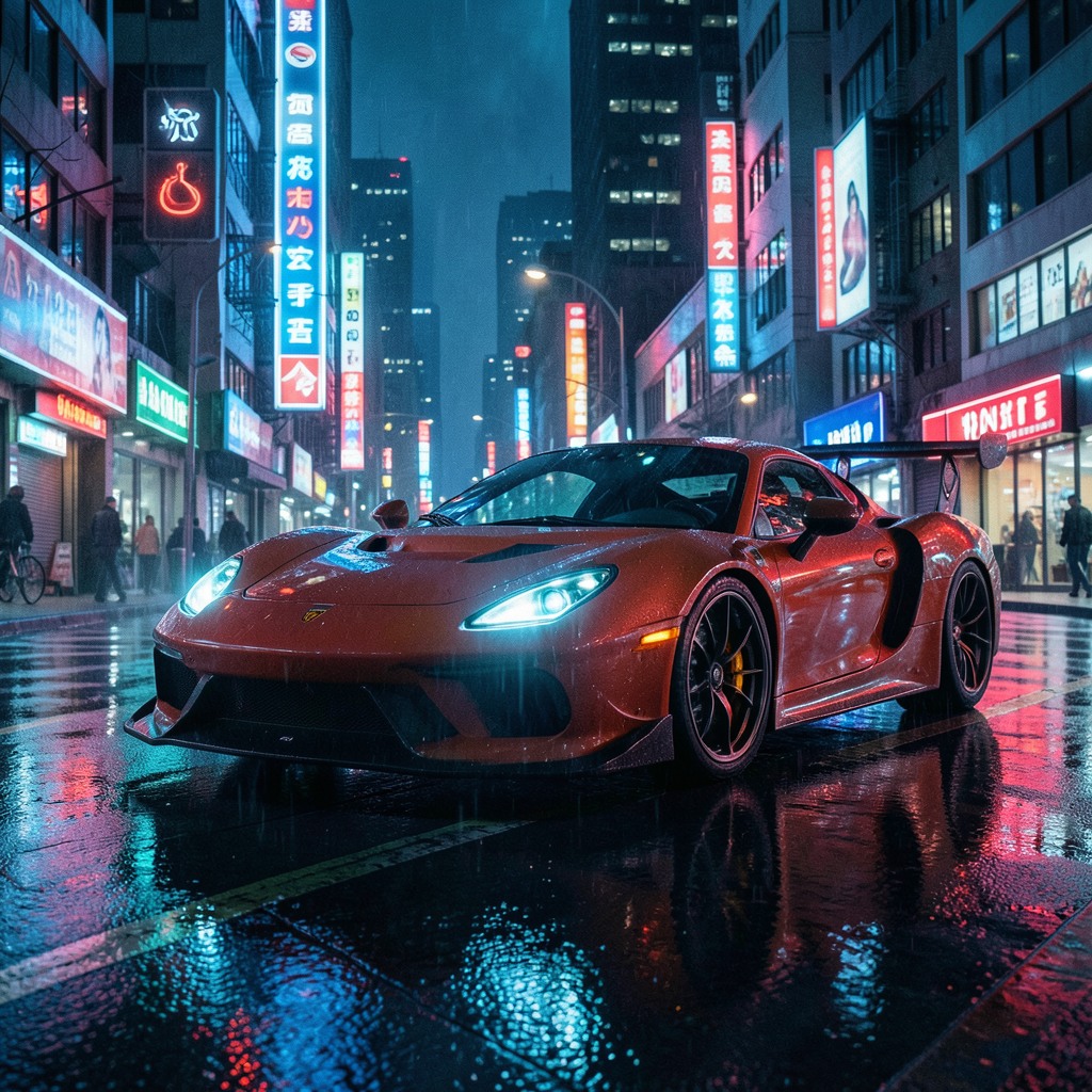 sport car, cyberpunk, cinematic lighting