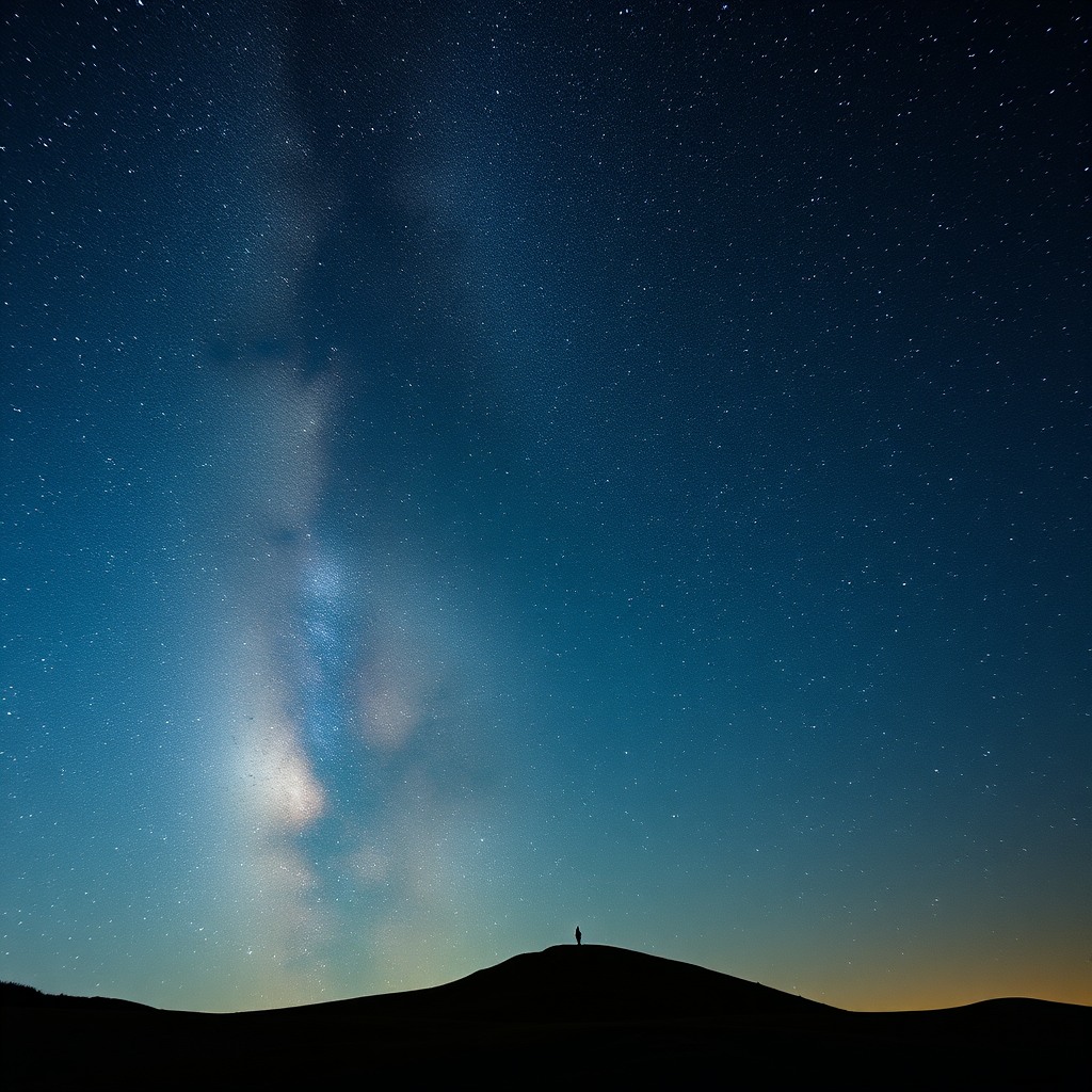 time-lapse style starry night sky, milky way galaxy, landscape photography