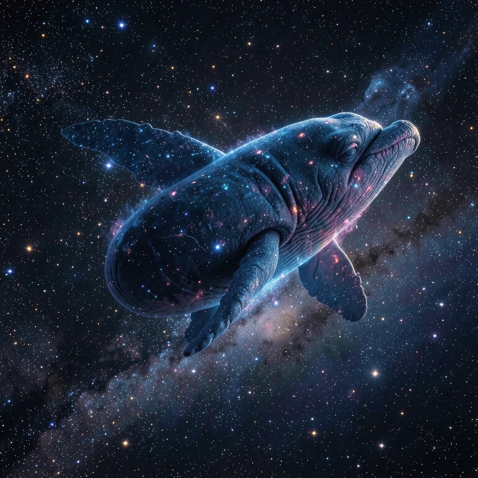 Giant cosmic whale swimming through stars