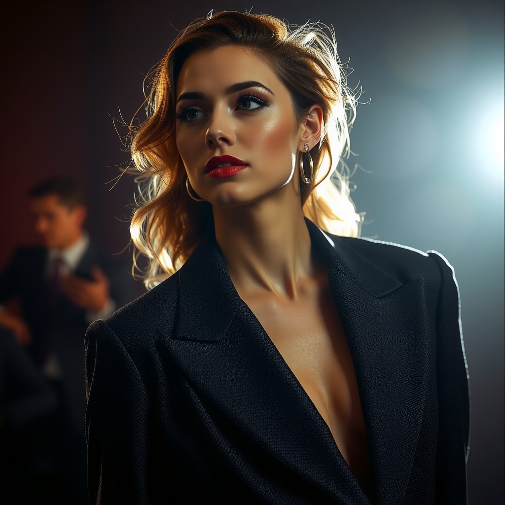 woman, high fashion editorial, cinematic lighting