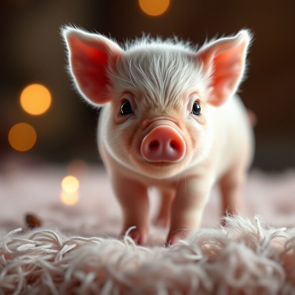cute piglet, dreamy atmosphere, ultra detailed fur