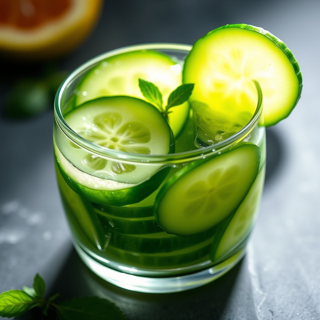 cucumber slices, refreshing look, high key lighting
