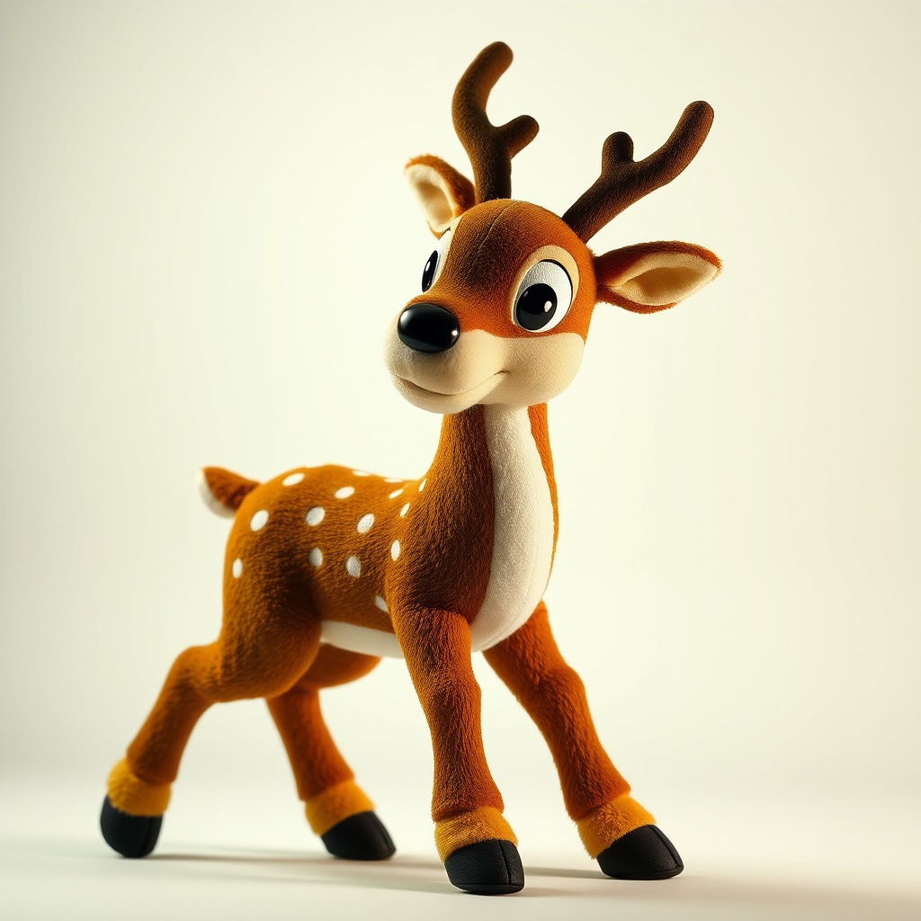 playful deer, studio lighting, plush toy proportions