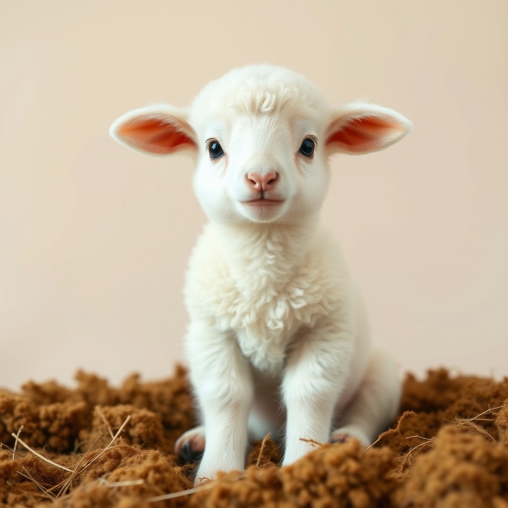 adorable lamb, dreamy atmosphere, clean background