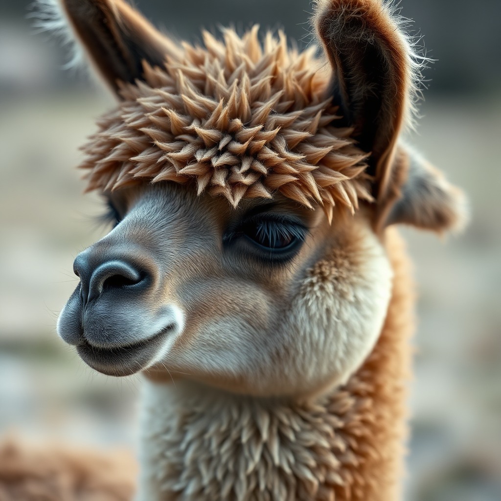 sleepy alpaca, cinematic depth of field, ultra detailed fur
