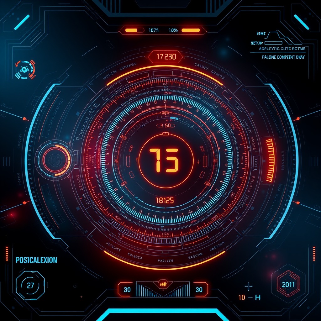 futuristic HUD interface design, holographic elements, sci-fi UI