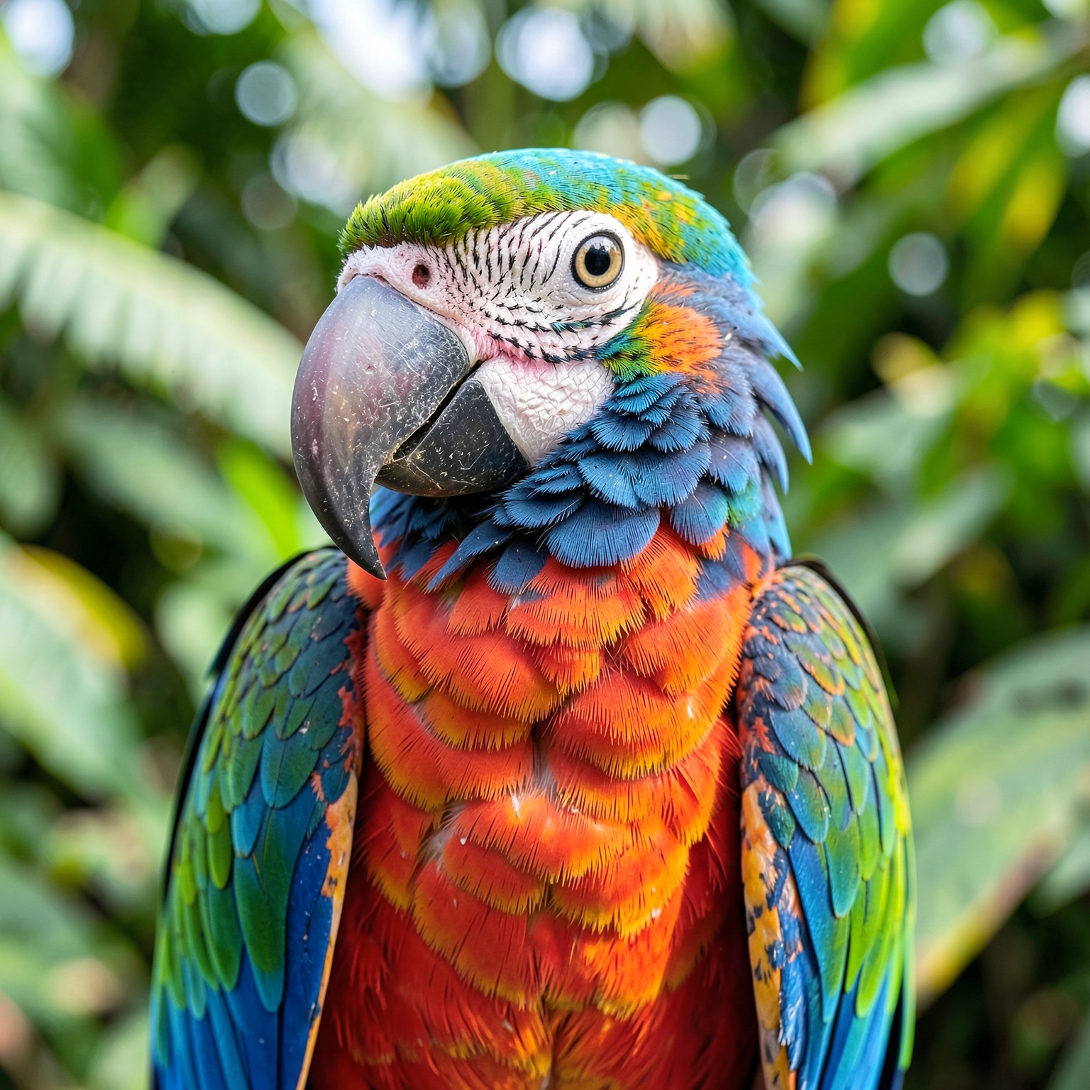 realistic parrot portrait tropical colors