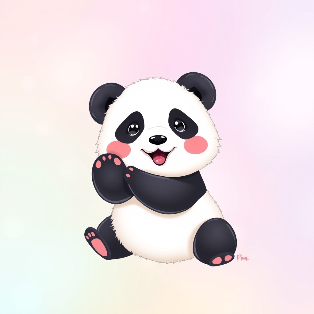 baby panda, soft pastel background, kawaii aesthetic