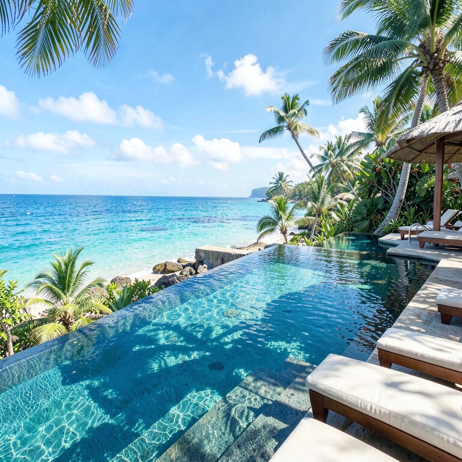 luxury infinity pool overlooking tropical paradise