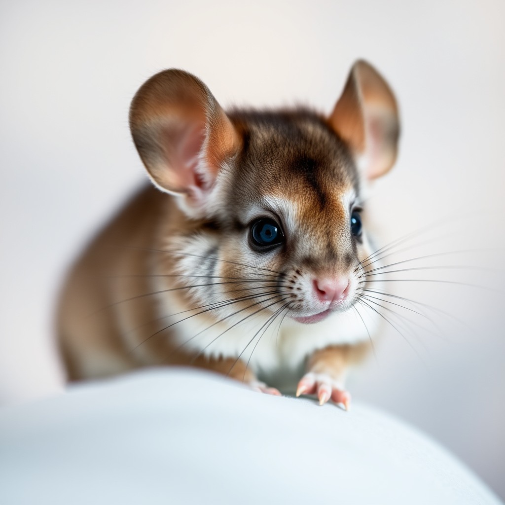 tiny chinchilla, bokeh background, high detail