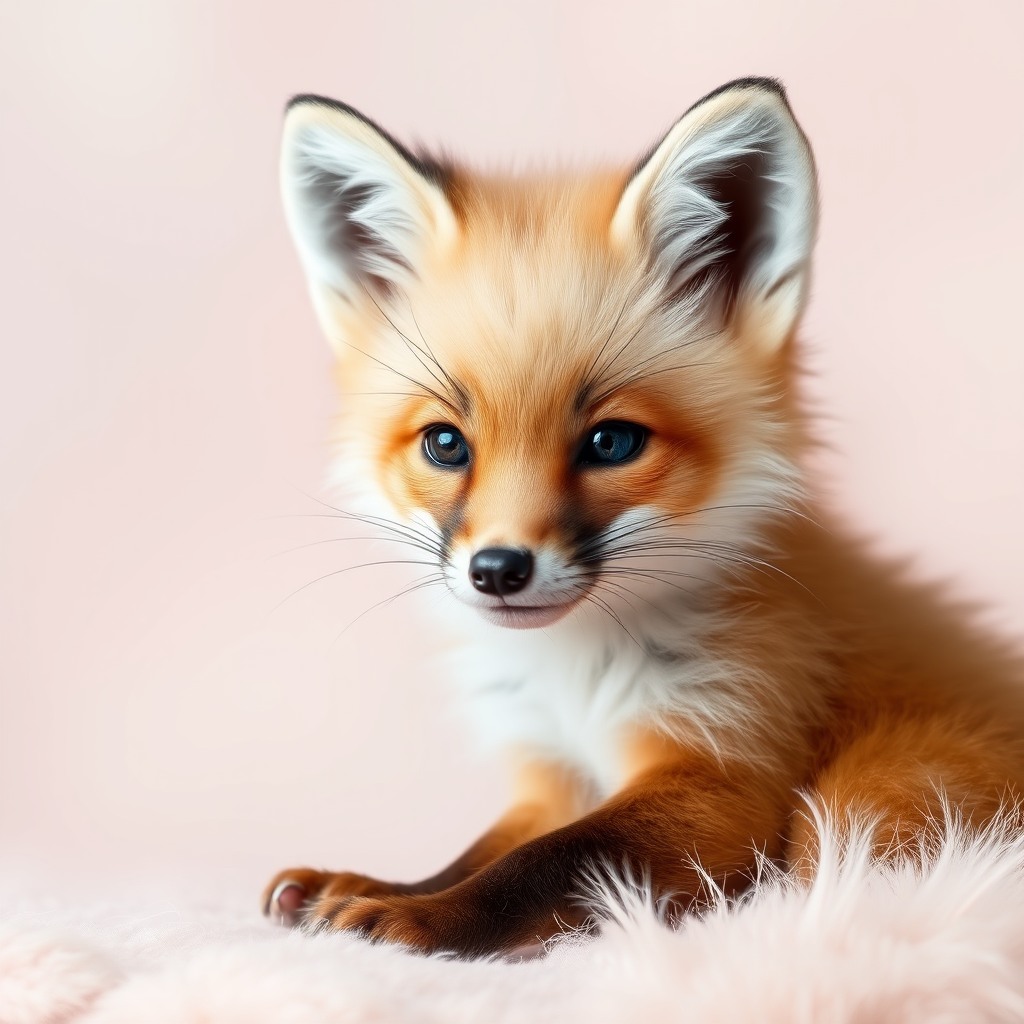 baby fox, soft pastel background, ultra detailed fur