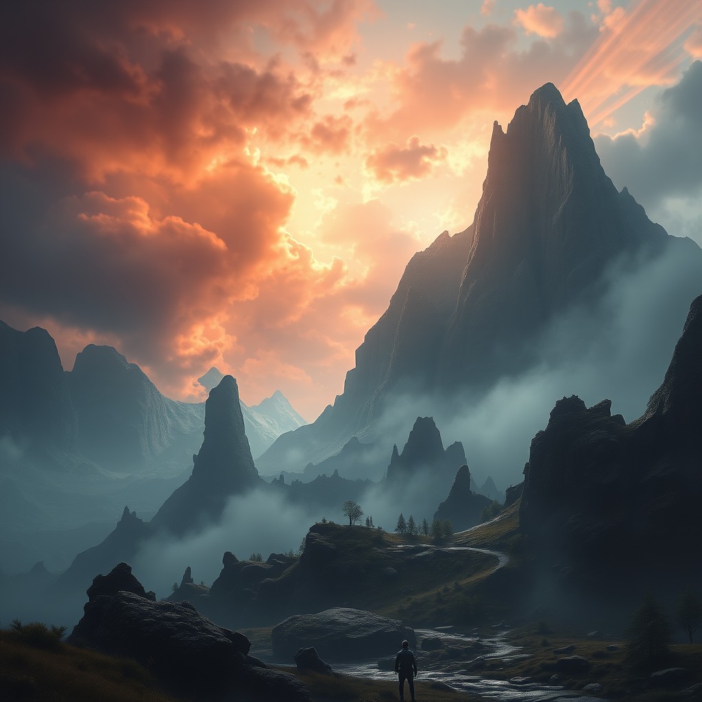 epic fantasy landscape, dramatic atmosphere, cinematic lighting, dramatic lighting, epic scale, ultra realism, film still, cinematic mood