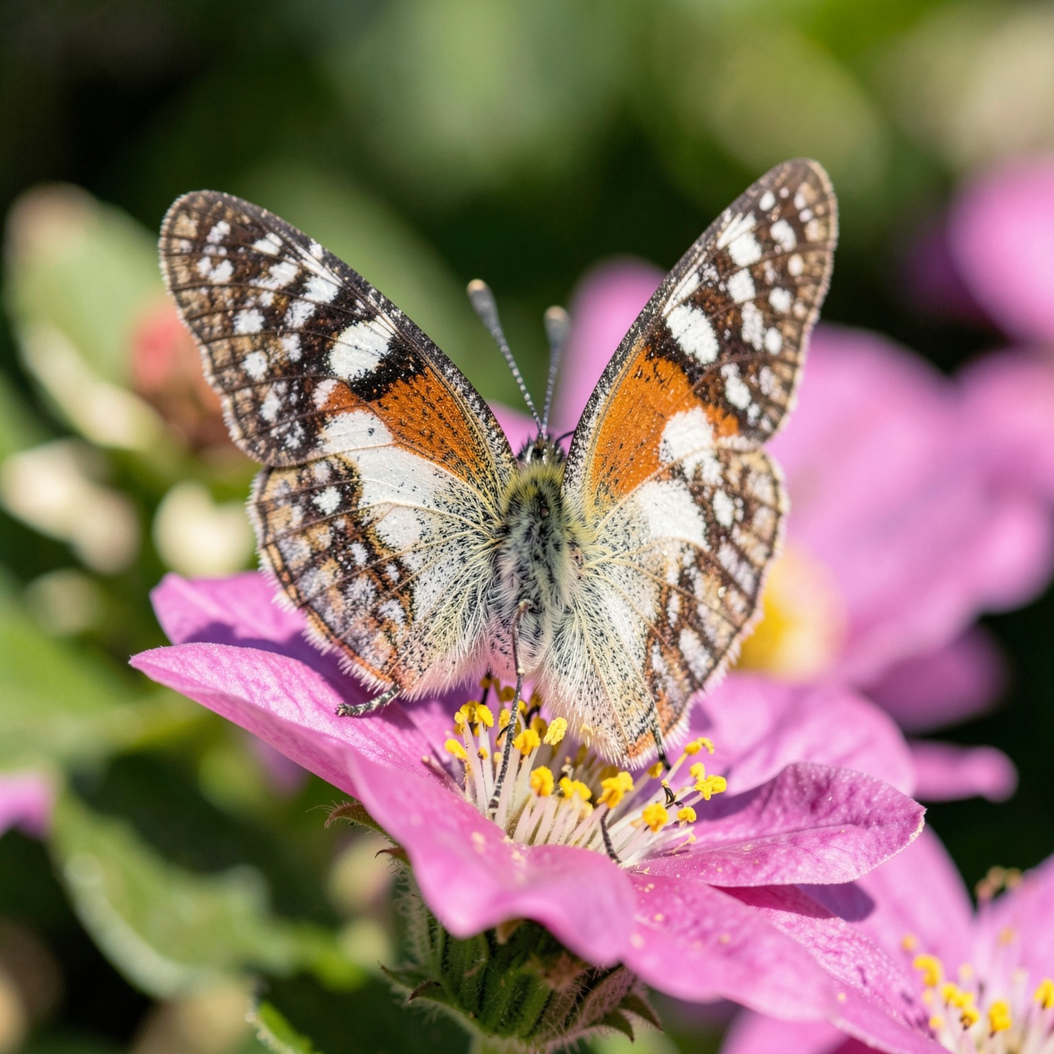 realistic butterfly macro on flower petals