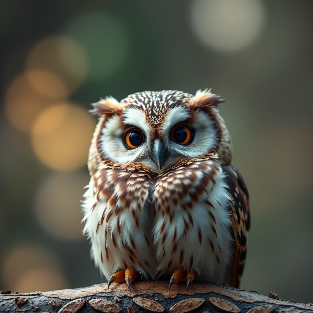 chubby owl, cinematic depth of field, kawaii aesthetic