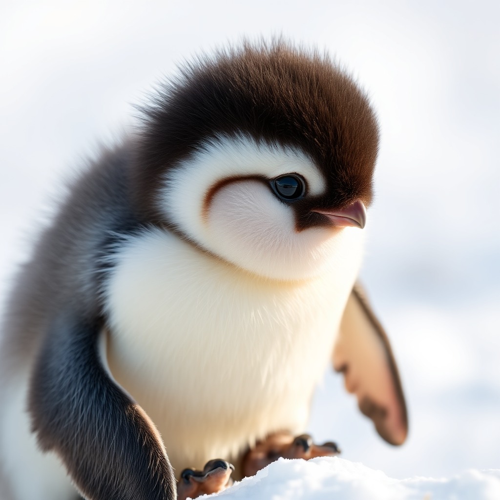 baby penguin, soft natural daylight, clean background