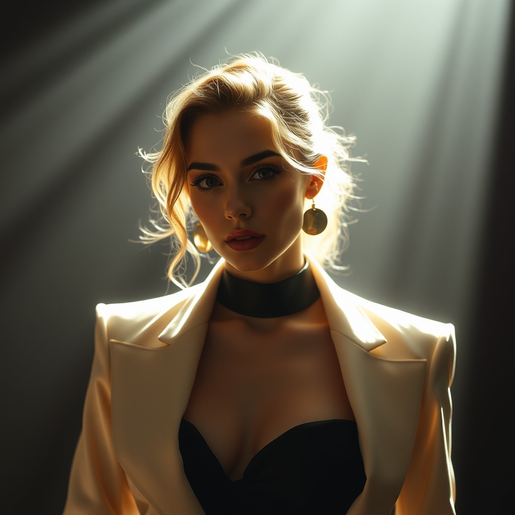 woman, high fashion editorial, cinematic lighting