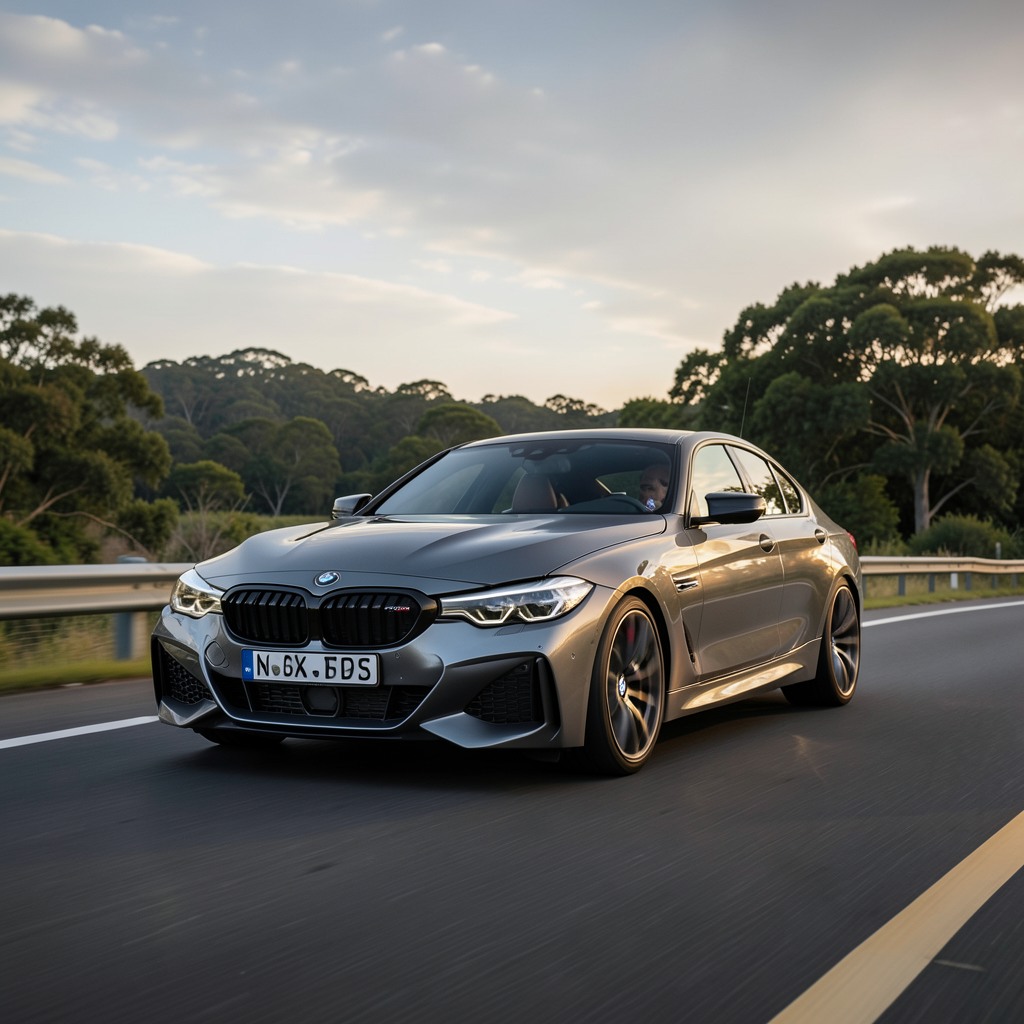 bmw car m8  on the road, photorealistic cinematic, wide angle, 24mm wide lens