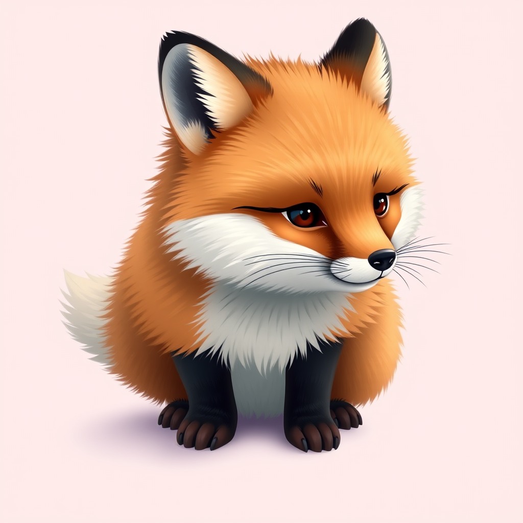 chubby fox, soft pastel background, clean background