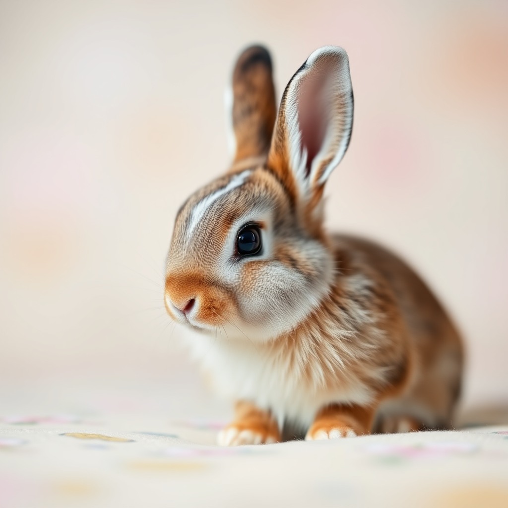 cute bunny, soft pastel background, shallow depth of field