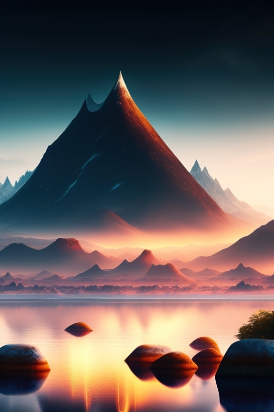 Ai Art Apps Free, Landscape, Mountain, Japan, Sunset, Sky