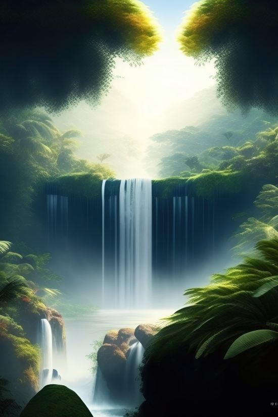 Ai Art Free Nsfw, Fountain, Structure, Waterfall, River, Water