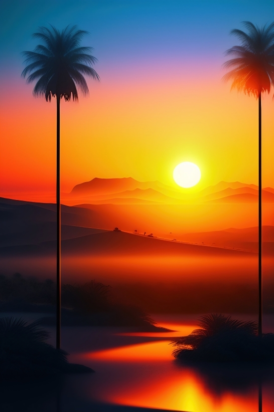Ai Art Gen Free, Artificial Intelligence In Art, Sun, Heat, Sunset, Sky