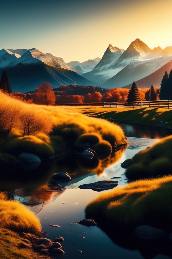 Ai Art Open Source, Ai Art Open Ai, Sunset, Landscape, Sky, Travel