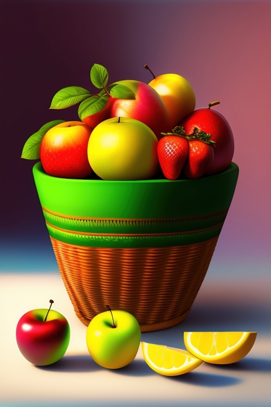 Ai Art Prompt, Fruit, Vitamin, Food, Apple, Basket