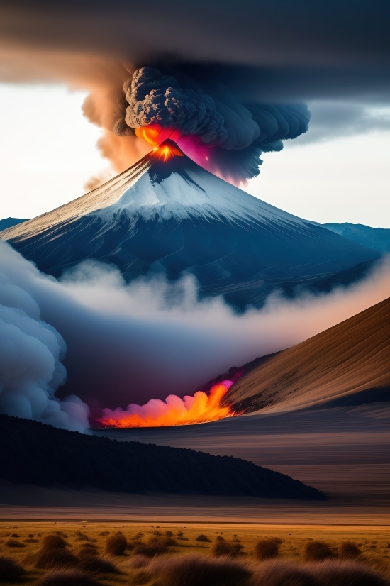 Ai Background Images Hd, Volcano, Mountain, Natural Elevation, Sun, Sky