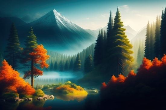 Ai By Design, Lake, Mountain, Landscape, Water, Sky