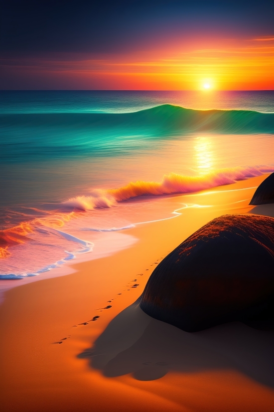 Ai Cartoon Animation Generator, Ai Pics, Sun, Sunset, Sand, Beach