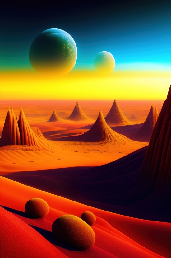 Ai Create Image From Text Online, Dune, Desert, Sunset, Sun, Light