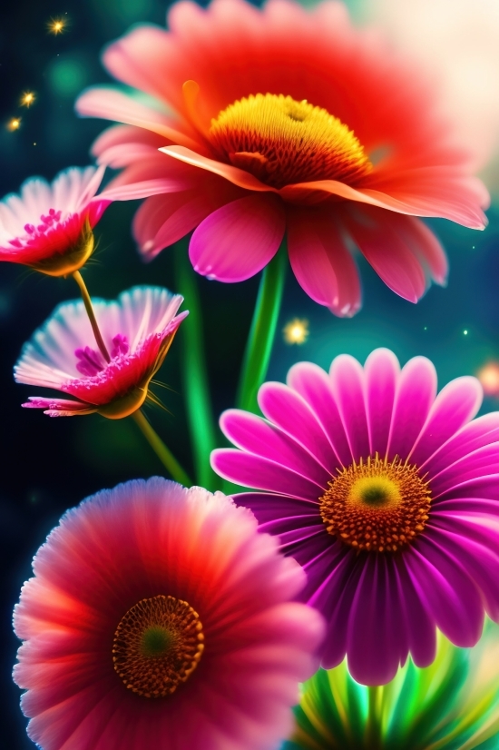 Ai Generated Pics, Daisy, Flower, Pollen, Pink, Flowers